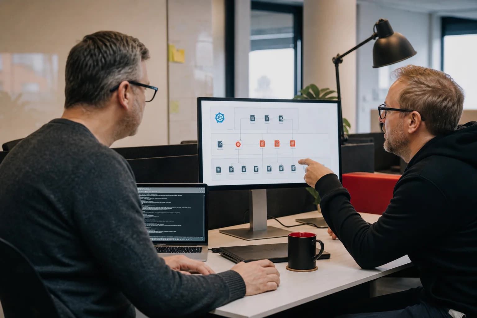 Platform engineers reviewing enterprise platform architecture