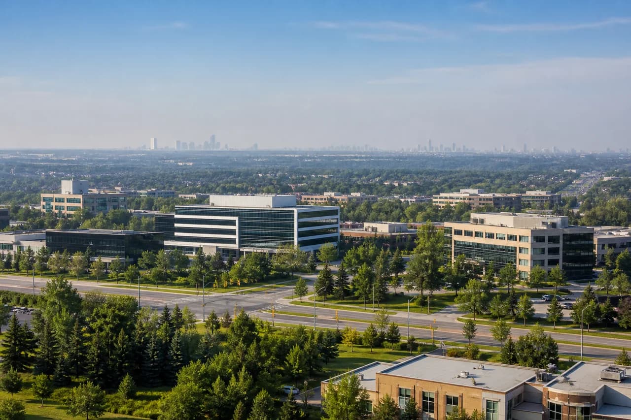 Markham business district representing ExpertOps coverage in Canada